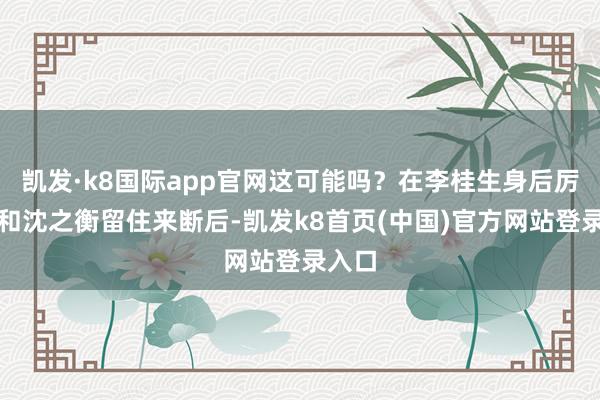 凯发·k8国际app官网这可能吗？在李桂生身后厉英良和沈之衡留住来断后-凯发k8首页(中国)官方网站登录入口